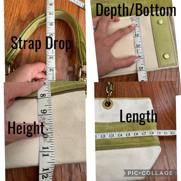 Coach Vintage Signature Tote Bag with Suede and Leather Trim -Ecru and Lime - Picture 15 of 15